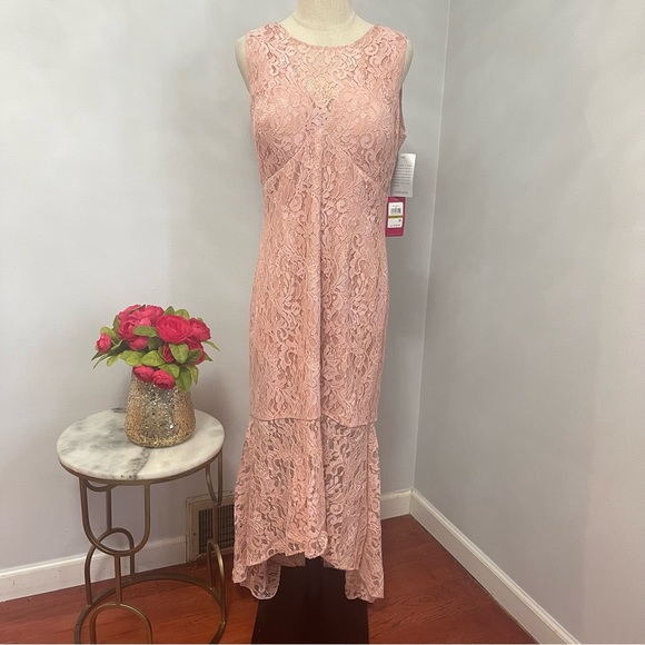 # Vince Camuto Apricot Floral Lace High-Low Cocktail Dress- New With Tag - Picture 6 of 17